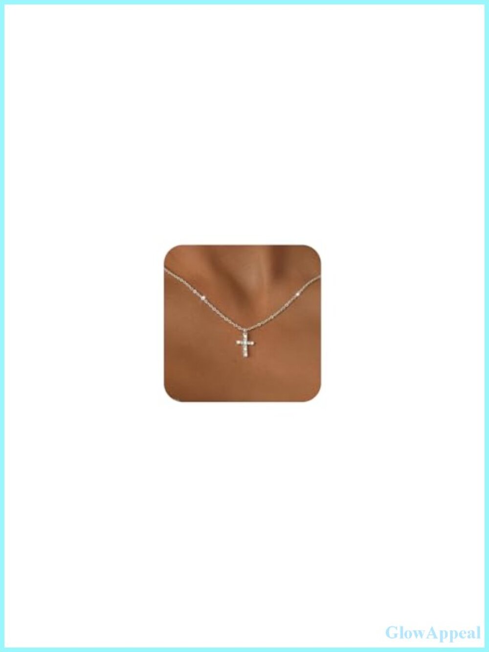 14K Gold Plated Cross Pendant Necklace Women Dainty Chain